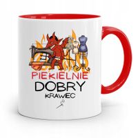 Kubek Czerwony Krawca Krawcowej Piekielnie Dobry Z Nadrukiem Ze Zdjęciem