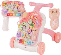 Chodzik Pchacz Interaktywny Stolik Edukacyjny 5w1 Różowy