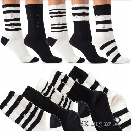 SKARPETY BAWEŁNIANE damskie ELEGANCKIE długie skarpetki JAKOŚĆ na Arena.pl