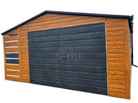 Garaż Blaszany 4x6 + wiata 1x6 Brama dwuskrzydłowa okno rynny TS832