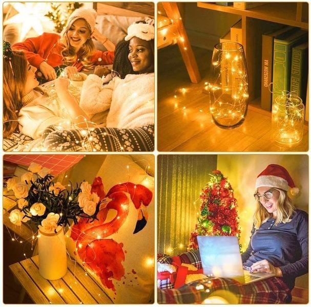 LAMPKI CHOINKOWE na DRUCIK 40 LED ŚWIATEŁKA MIKRO GIRLANDA CIEPŁY BIAŁY AA zdjęcie 11