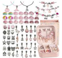 DUŻY ZESTAW DO ROBIENIA BRANSOLETEK I NASZYJNIKÓW CHARMS KORALIKI SZKATUŁKA