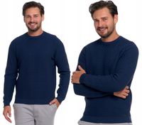Elegancki Sweter Męski Bawełniany z teksturą Granatowy MORAJ XXL