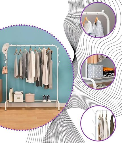 Wieszak stojący podłogowy na ubrania TRILO biały na Arena.pl