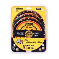 piła tarczowa do drewna elite 190*30mm 24 zęby 3-pak - dw dt10399