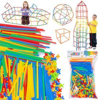 ZESTAW KLOCKI KONSTRUKCYJNE KREATYWNE SŁOMKI RURKI 19,5cm XXL 800 elementów