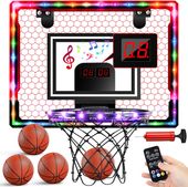 Tablica do koszykówki z licznikiem LED i 4 piłkami, zestaw na drzwi