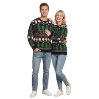 Sweter Dzianinowy Świąteczny LED Zabawny Ciepły Wygodny Unisex XL Czarny
