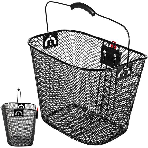 Metalowy Koszyk na Rower, Kierownicę + Wkład zdjęcie 1