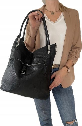 Torebka damska worek skóra ekologiczna czarna codzienna na Arena.pl