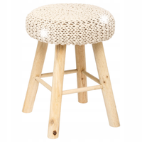 TABORET DREWNIANY PLECIONE SIEDZISKO ECRU 41x32