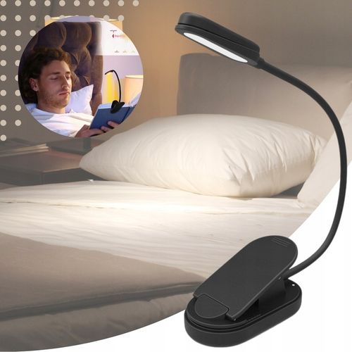 LAMPKA DO CZYTANIA KSIĄŻEK USB LAMPKA NOCNA Z KLIPSEM ZDROWA DLA OCZU 8 LED na Arena.pl