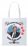Donald Tusk Platforma Torba Eco Biała Shopper Z Nadrukiem Ze Zdjęciem