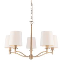 Lampa wisząca do salonu Ortona 70245 Endon klosze na łańcuchu białe mosiądz