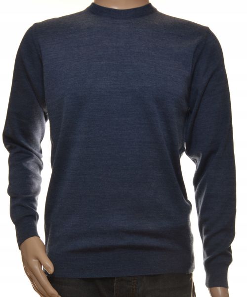 Sweter męski granatowy gładki wełniany L zdjęcie 2