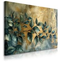 Obraz Do Salonu Liście Gałązki Elementy Złota Styl Glamour 120cm x 80cm