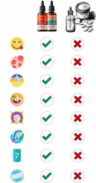 Polska Ashwagandha i Cordyceps Ollywell Krople Silny ekstrakt Adaptogen zdjęcie 7