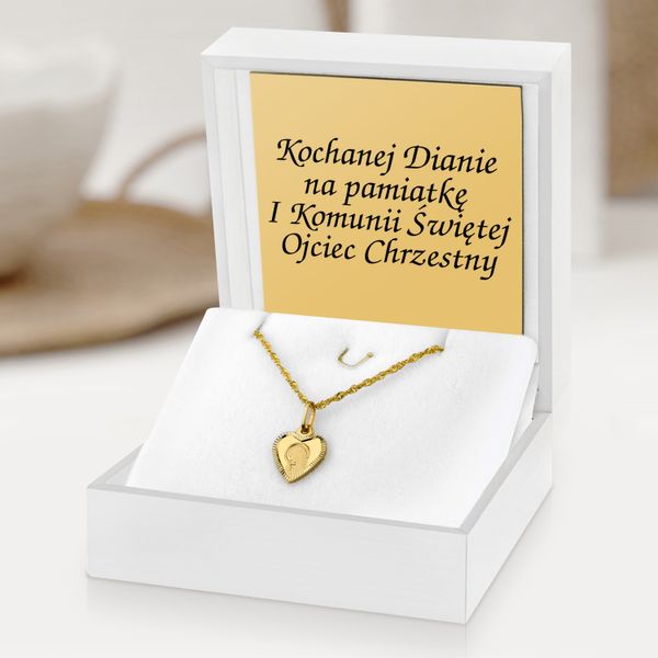 ZŁOTY medalik z łańcuszkiem Prezent na KOMUNIĘ od ojca chrzestnego zdjęcie 2