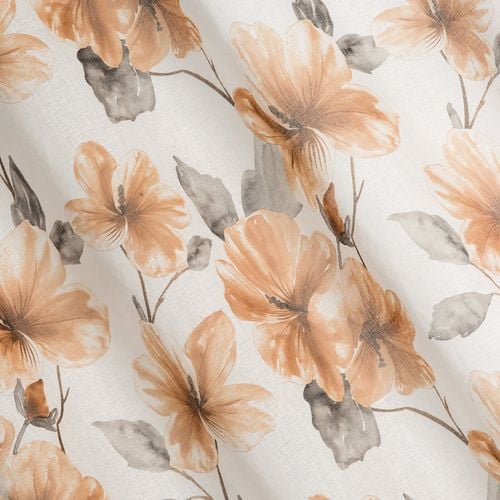 Firana na przelotach z nadrukiem w kwiaty SOFIA 140x250 biała + ruda na Arena.pl