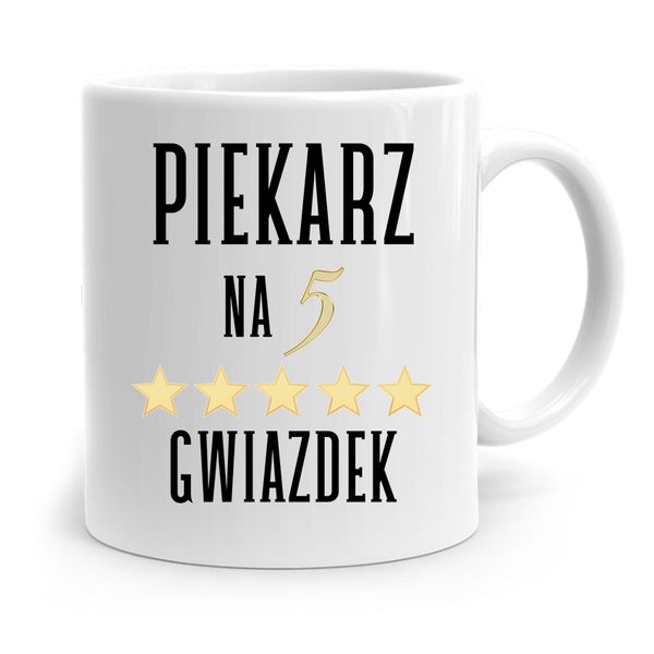 Kubek Prezent Dla Piekarza Piekarz Na 5 Gwiazdek Z Nadrukiem Ze Zdjęciem zdjęcie 1