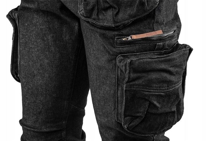 NEO Spodnie robocze JEANS elastan DENIM czarne M zdjęcie 3