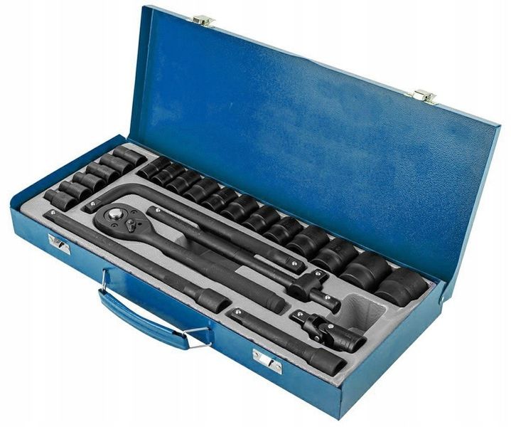 Klucze nasadowe nasadki grzechotka zestaw 1/2" 24el 8-32mm walizka metalowa zdjęcie 7