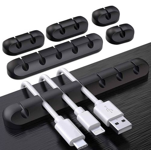 Zestaw 6 uchwytów do kabli na biurko czarne na Arena.pl