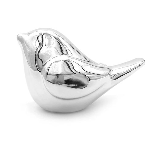 SREBRNY PTASZEK LUSTRZANY FIGURKA CERAMICZNA 8 cm DEKORACJA GLAMOUR na Arena.pl