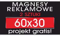 MAGNESY REKLAMOWE reklama naklejka magnetyczna na auto samochód 60x30 2szt