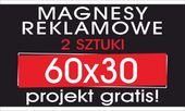 MAGNESY REKLAMOWE reklama naklejka magnetyczna na auto samochód 60x30 2szt