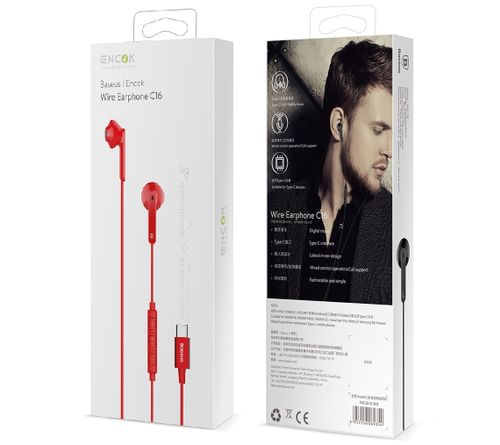 Słuchawki Baseus Encok C16 USB Type-C pilot czerwony na Arena.pl