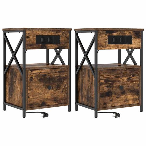 Szafka Nocna z szufladą 2 pcs Wędzony dąb 40 x 31 x 60 cm na Arena.pl