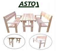 Stół ogrodowy z ławkami biesiadny drewniany nowy komplet 150cm 28mm