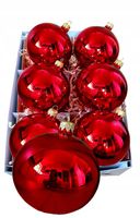 BOMBKI CHOINKOWE SZKLANE CZERWONY POŁYSK 8 cm.
