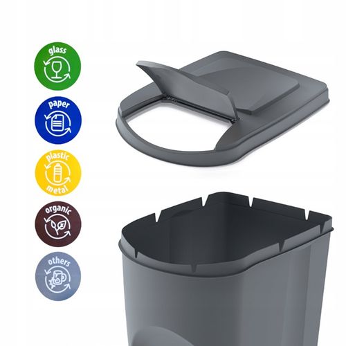 KOSZE POJEMNIKI SEGREGACJA ŚMIECI 3X35L SZARY KAMIENNY na Arena.pl
