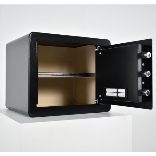 Pancerny Domowy Sejf z Zamkiem Elektronicznym i Kluczem 30x35x30 cm Czarny na Arena.pl
