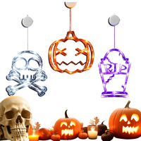 Zestaw 3 Lampki LED na Okno Dynia Czaszka Grób Halloween Timer Baterie