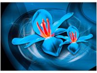 50X70CM NIEBIESKIE KOSMICZNE KWIATY JAKUB BANAŚ OBRAZ POKOJU DREWNINE