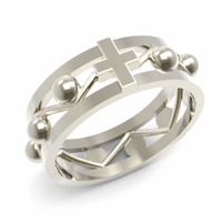 SREBRNY RÓŻANIEC NA PALEC Z KULKAMI PRÓBA 925 OBRĄCZKA AŻUROWY