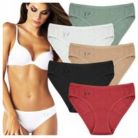 Majtki Damskie Bawełniane GŁADKIE kolorowe FIGI wygodne Kobiece 5-PAK M