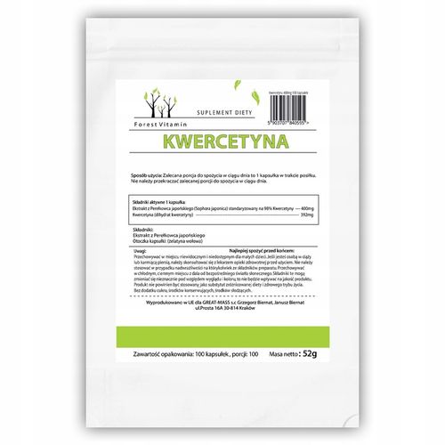 FOREST KWERCETYNA NATURALNY EKSTRAKT 400mg 100 kap na Arena.pl