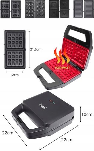 OPIEKACZ UNIWERSALNY 4w1 ORZESZKI TOSTY SANDWICH GOFRY GRILL MOCNY na Arena.pl