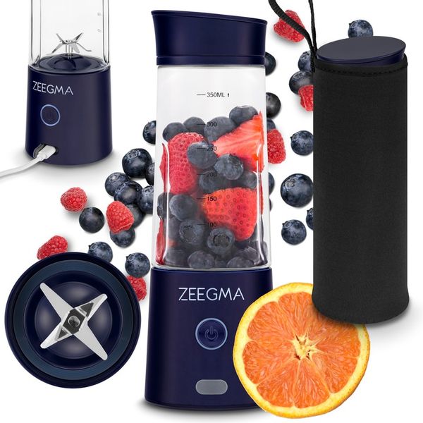 BLENDER BEZPRZEWODOWY KIELICHOWY 450ml 300W GRANATOWY zabierz ze sobą! zdjęcie 1