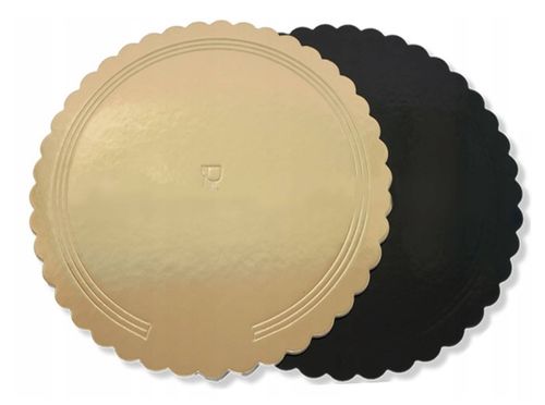 Podkładki okrągłe krążki pod tort ciasto fi 30 cm 2 szt. podkład złoty gruby sztywny falowany brzeg na Arena.pl