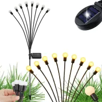 Lampki ogrodowe solarne kuleczki 2 sztuki po 8 lampek led długie 70cm