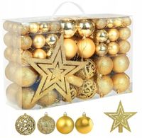 BOMBKI CHOINKOWE NA CHOINKĘ ZŁOTE ZESTAW 101szt PREMIUM GWIAZDA BOMBKA