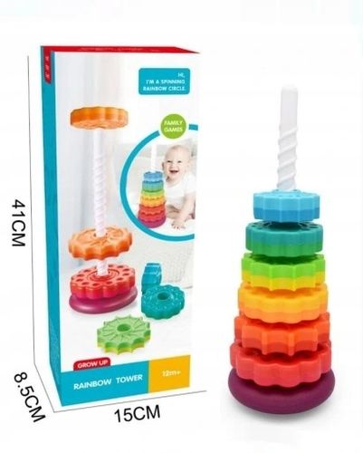 WIEŻA TĘCZOWA PIRAMIDKA SPIRALA DO UKŁADANIA BAM BAM na Arena.pl