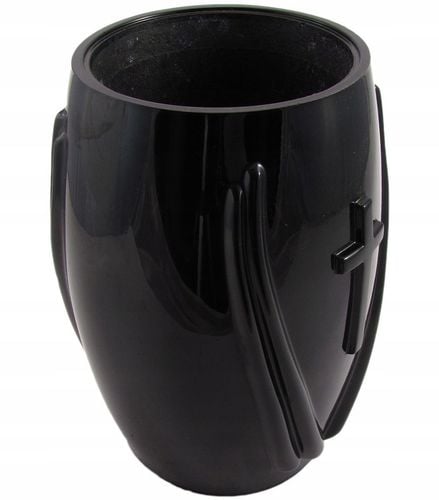 Wazon nagrobny niski nagrobkowy na nagrobek czarny 22cm na Arena.pl