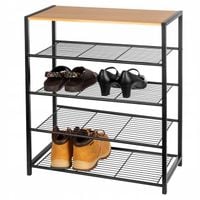 REGAŁ STOJAK METALOWY DUŻY PÓŁKA NA BUTY 5 POZIOMOWY Z DREWNIANĄ PÓŁKĄ