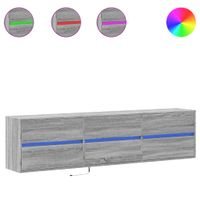 Ścienna szafka pod TV, z LED, szary dąb sonoma, 180x31x45 cm